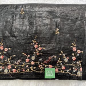 Organza saree Black Glazed